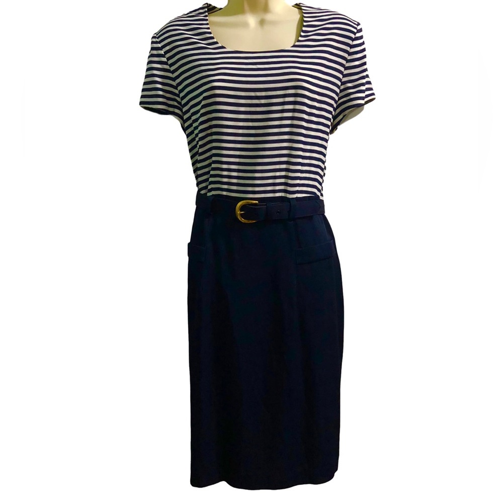 Vintage 1980s Danny & Nicole‎ Office Fashion Belted USA Made Dress Women’s 14